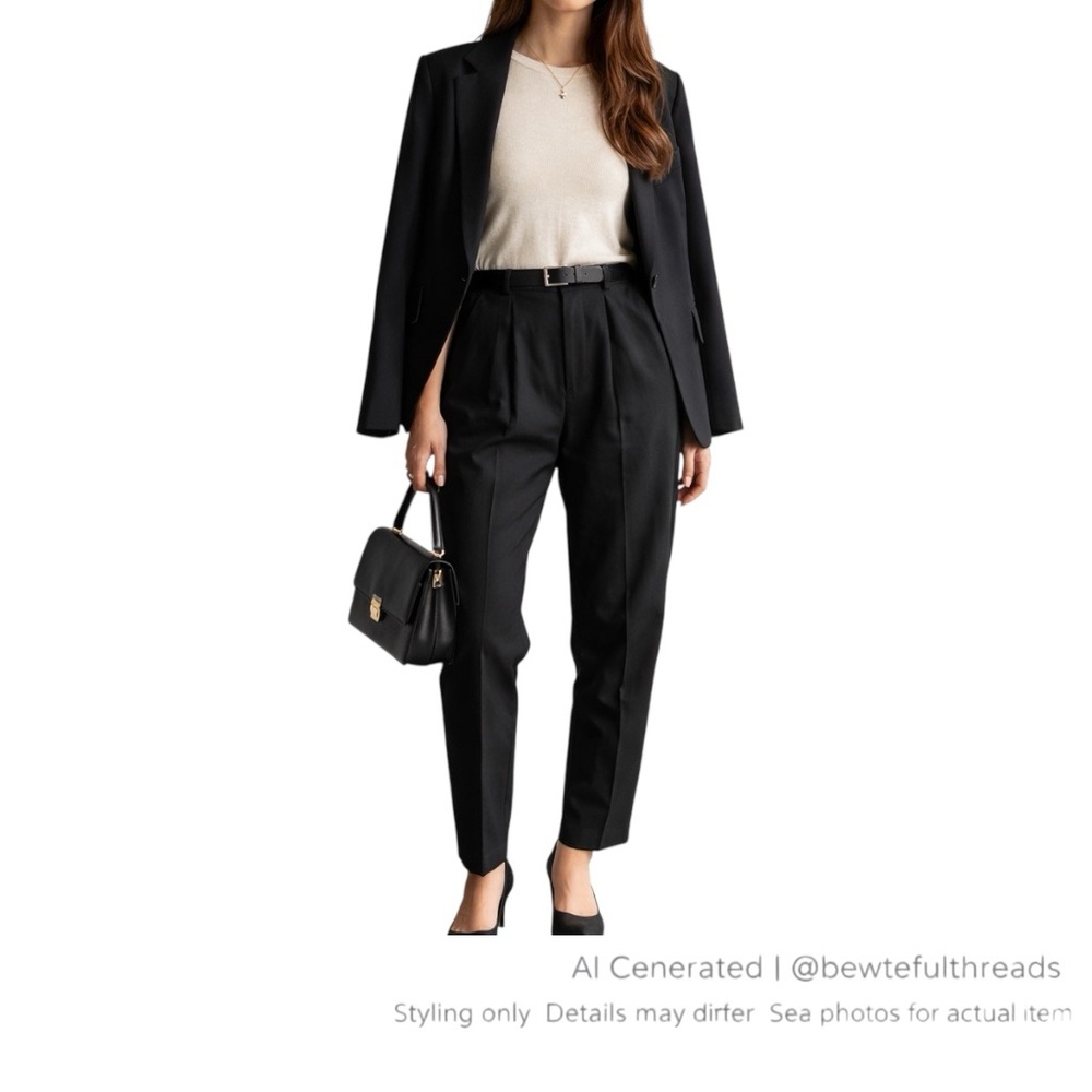 Vintage High Rise Pleated Trousers Minimalist Quiet Luxury Office Chic 28